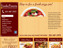 Tablet Screenshot of frankspizzeriasaddlebrook.com